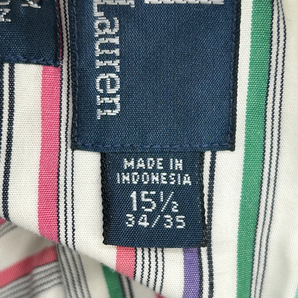 Polo Ralph Lauren Shirt Mens 15.5 34/35 Durham Multicolor Striped Vintage 90s